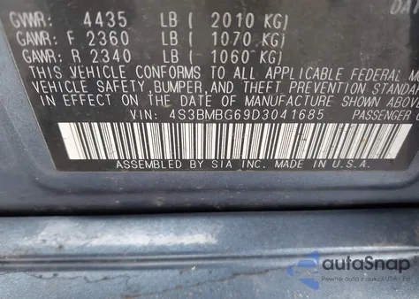 2013 Subaru Legacy 2.5I Premium из США, поврежденный, VIN 4S3BMBG69D3041685